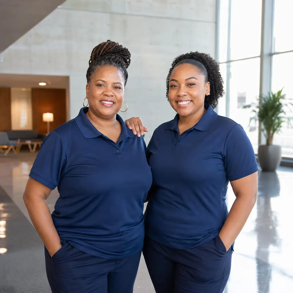 OA Property Cleaning founders — a mother and daughter team Mother and daughter founders of OA Property Cleaning, a Black-owned family-run commercial cleaning company in the NC Triad